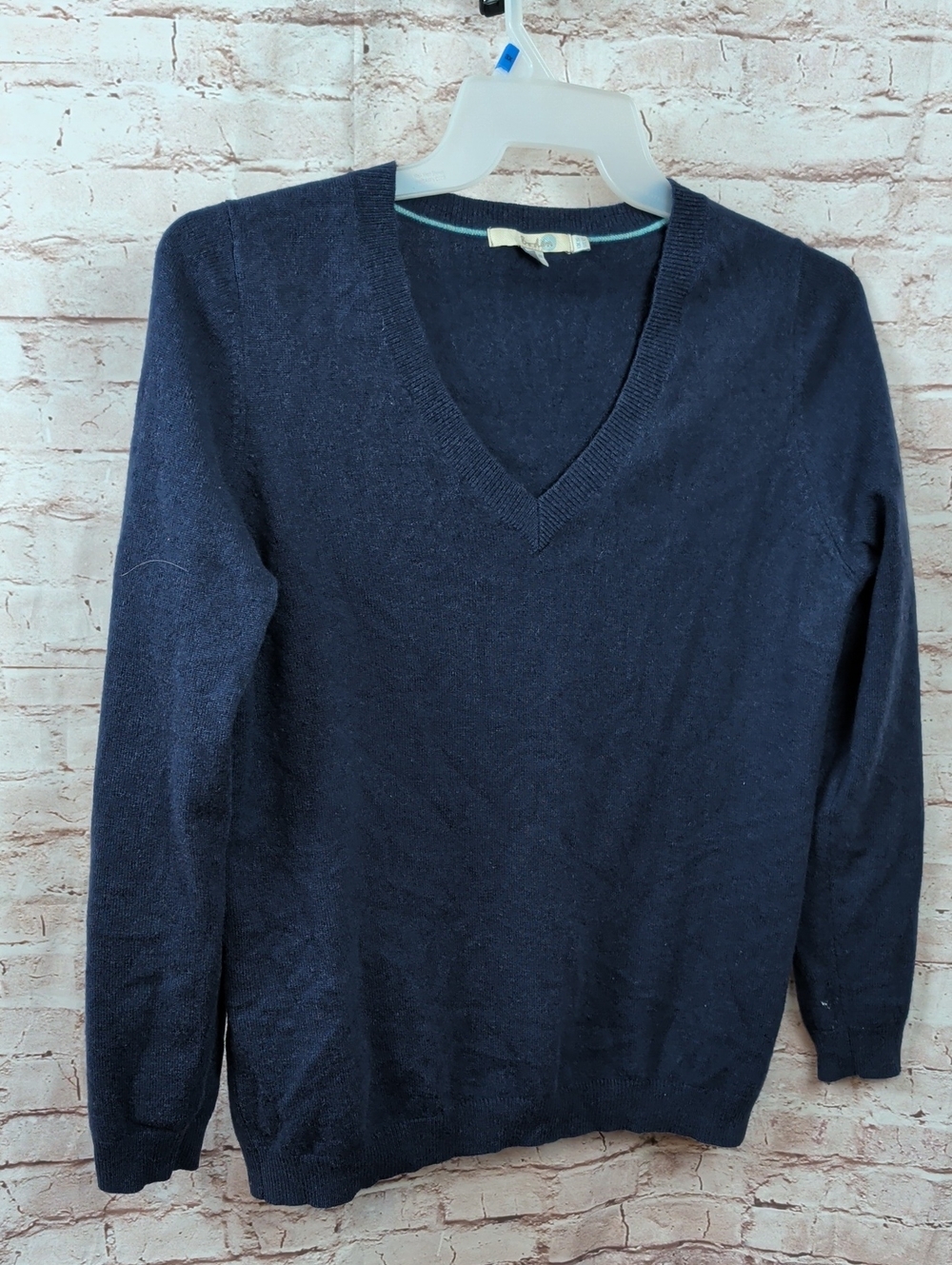 Boden Cashmere Navy V-Neck Sweater Size 12 XL